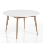 Mesa de comedor redonda extensible hasta 160 cm en mdf y madera - Ciacco viadurini