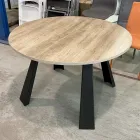Mesa de comedor redonda extensible hasta 370 cm en madera y metal - Caimano viadurini