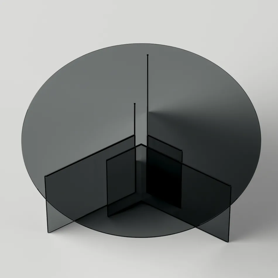 Mesa de comedor redonda con base y tapa de vidrio Made in Italy - Charles viadurini