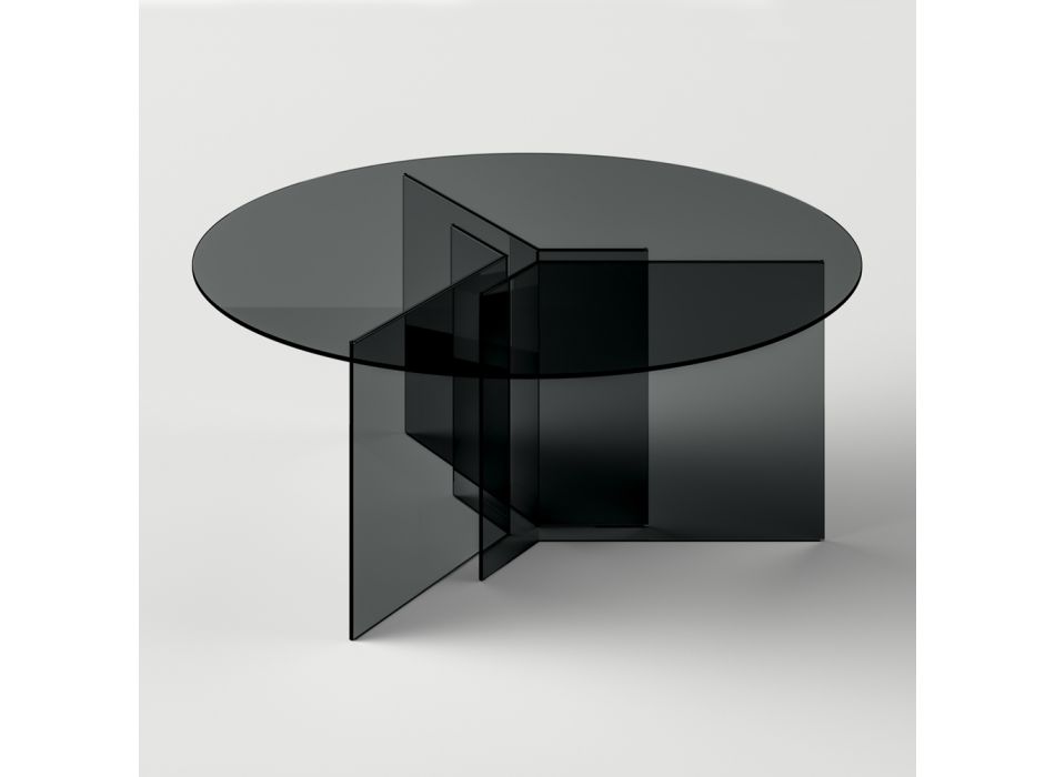 Mesa de comedor redonda con base y tapa de vidrio Made in Italy - Charles viadurini
