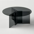Mesa de comedor redonda con base y tapa de vidrio Made in Italy - Charles