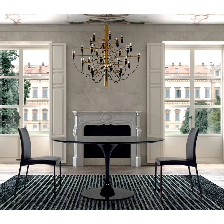 Mesa de comedor redonda con tablero laminado Made in Italy - Dollars viadurini