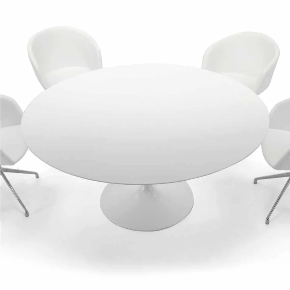 Mesa de comedor redonda con tablero laminado Made in Italy - Dollars viadurini