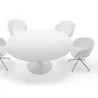 Mesa de comedor redonda con tablero laminado Made in Italy - Dollars viadurini