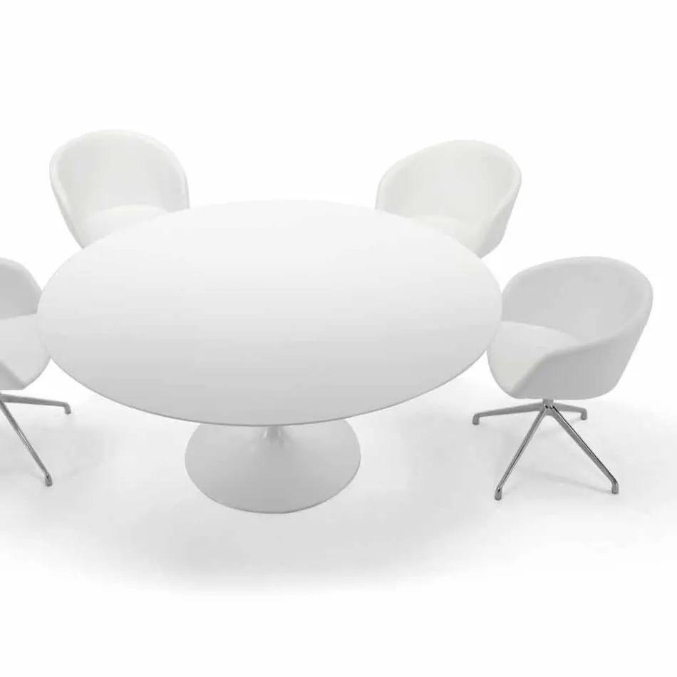 Mesa de comedor redonda con tablero laminado Made in Italy - Dollars viadurini