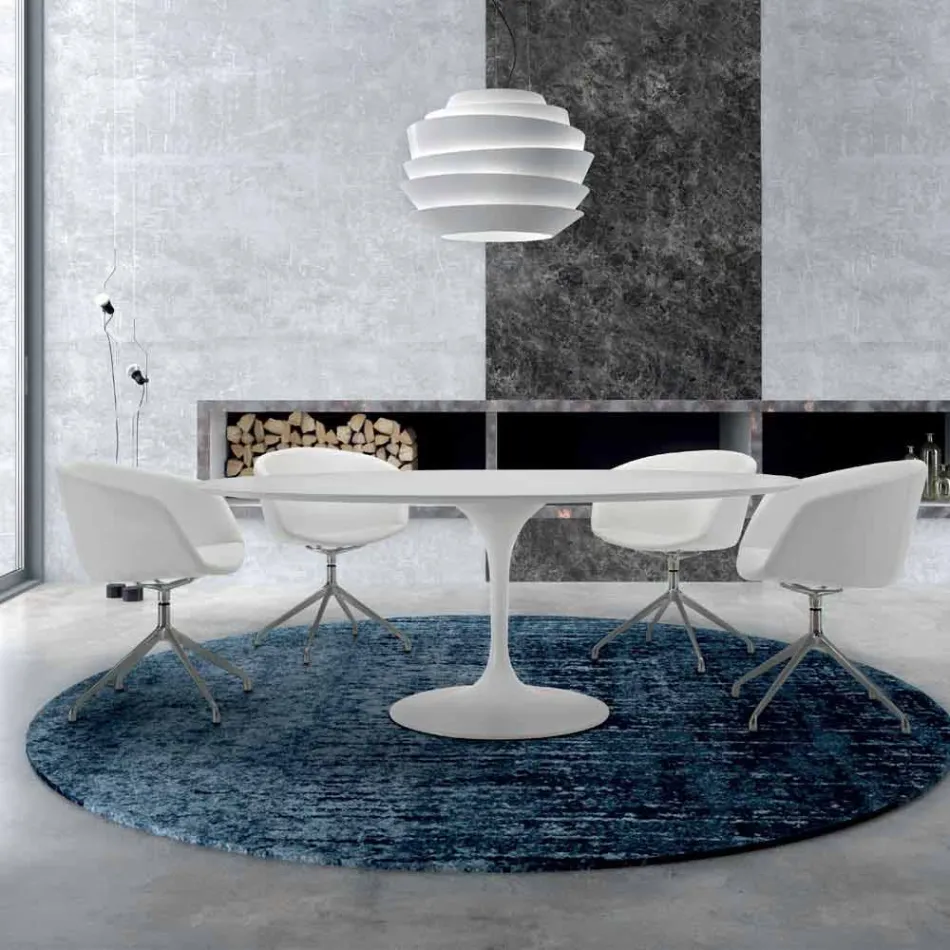 Mesa de comedor redonda con tablero laminado Made in Italy - Dollars viadurini