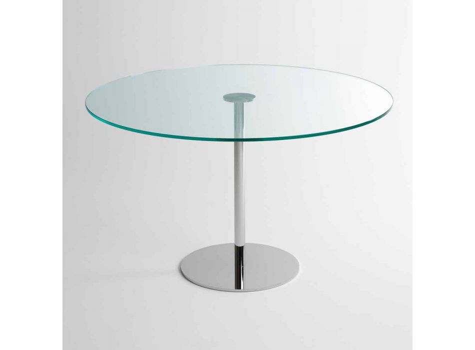Mesa de comedor redonda con sobre de vidrio extralight Made in Italy - Dolce viadurini