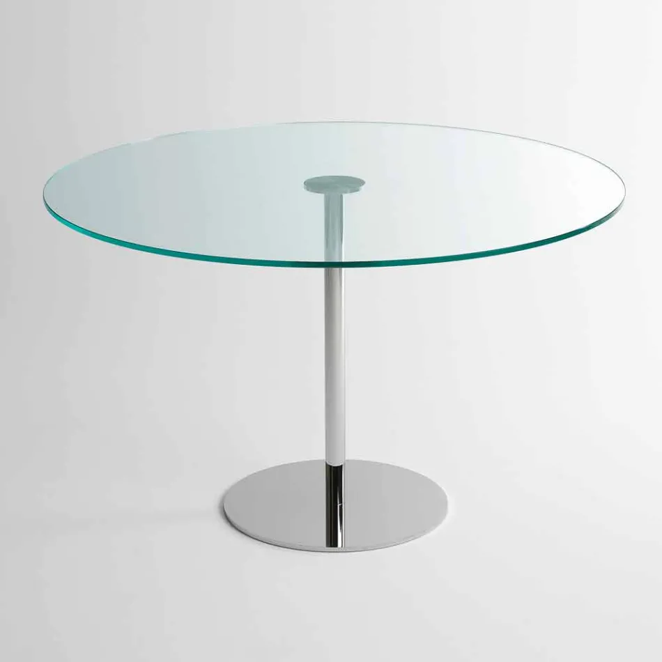 Mesa de comedor redonda con sobre de vidrio extralight Made in Italy - Dolce viadurini