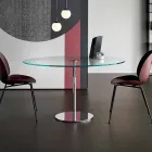 Mesa de comedor redonda con sobre de vidrio extralight Made in Italy - Dolce viadurini