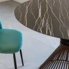 Mesa de comedor redonda en cerámica pulida Florim y base de acero - Denali viadurini