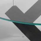 mesa redonda de comedor en madera con tapa de cristal Bao, diseño moderno viadurini