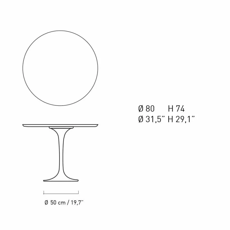 Mesa de comedor redonda en mármol y aluminio pintado Made in Italy - Excelente viadurini
