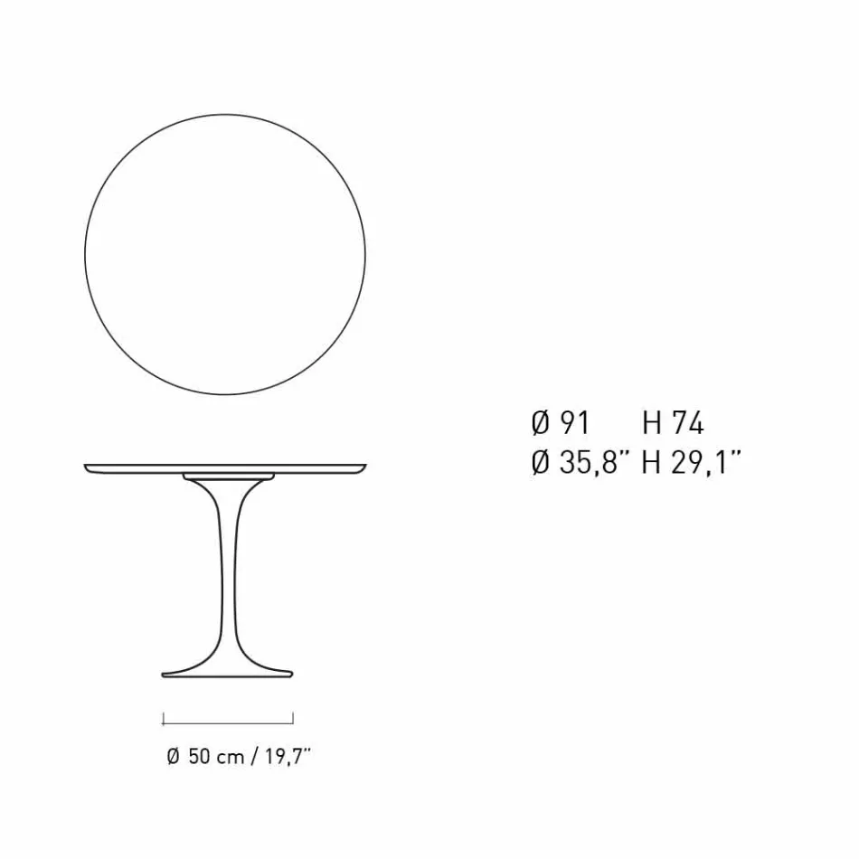 Mesa de comedor redonda en mármol y aluminio pintado Made in Italy - Excelente viadurini