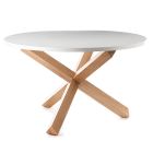 Mesa de comedor redonda en MDF blanco mate y madera maciza - Dante viadurini