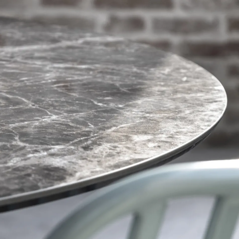 Mesa de comedor redonda en vitrocerámica y metal Made in Italy - Alfero viadurini