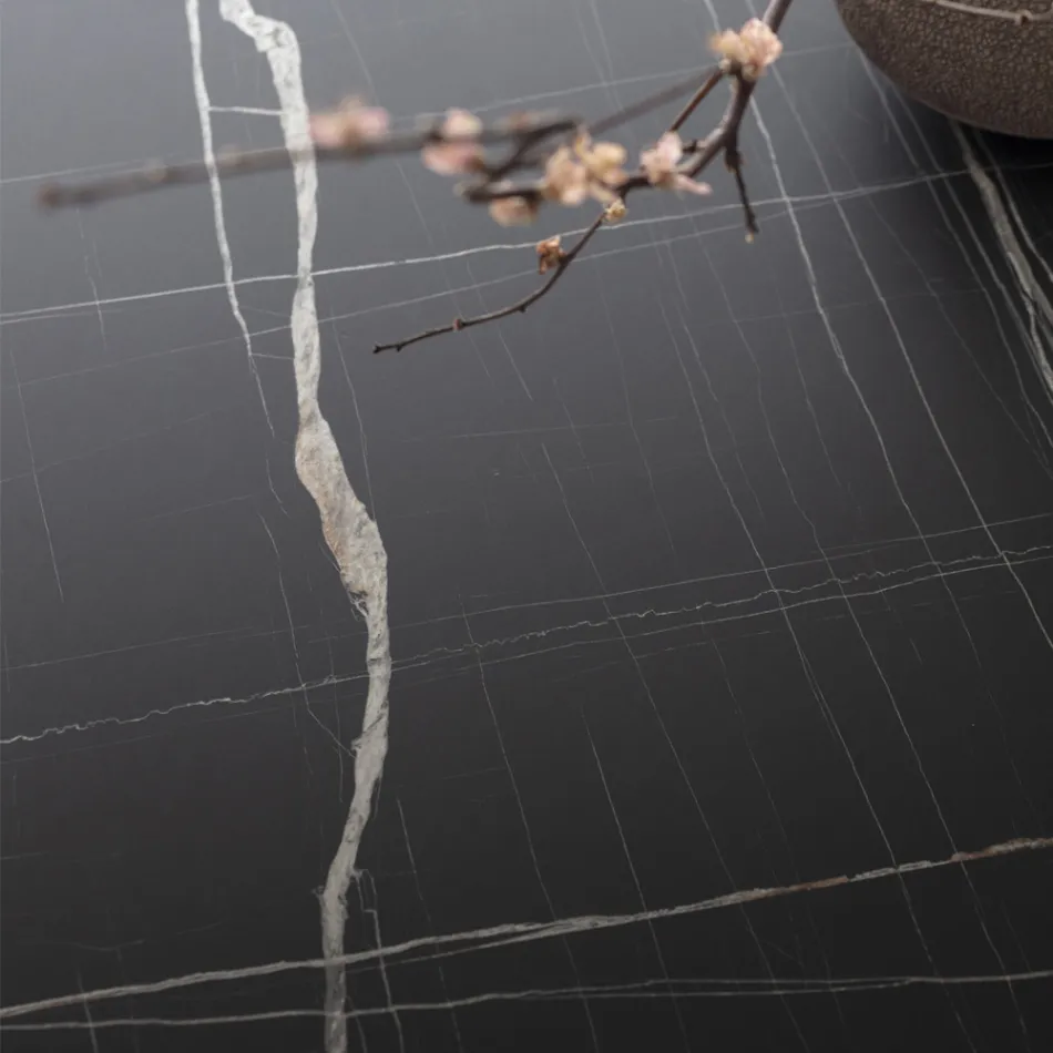 Mesa de Comedor Redonda de Metal y Hpl Laminado Made in Italy - Bastiano viadurini