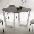 Mesa de Comedor Redonda de Metal y Hpl Laminado Made in Italy - Bastiano viadurini