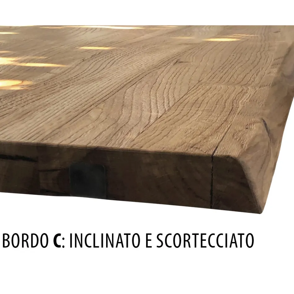 Mesa de comedor de roble macizo disponible con varios bordes Made in Italy - Boromir viadurini