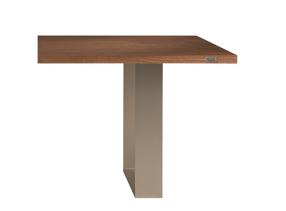 Estructura de mesa de comedor en hierro y madera maciza Made in Italy - Romino viadurini