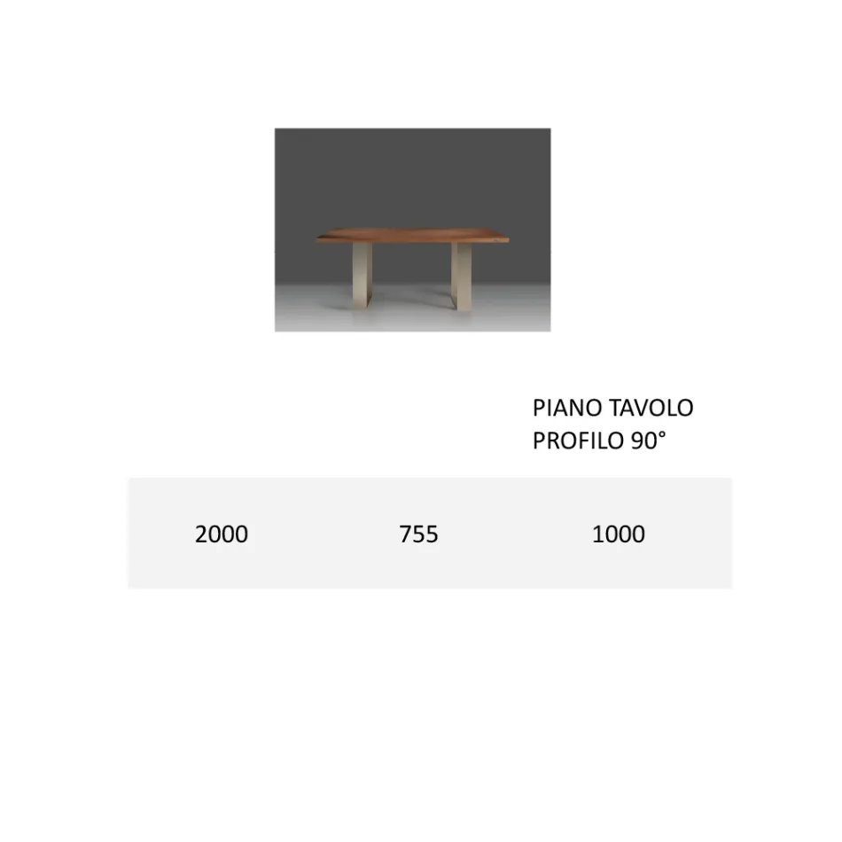 Estructura de mesa de comedor en hierro y madera maciza Made in Italy - Romino viadurini