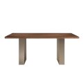Estructura de mesa de comedor en hierro y madera maciza Made in Italy - Romino