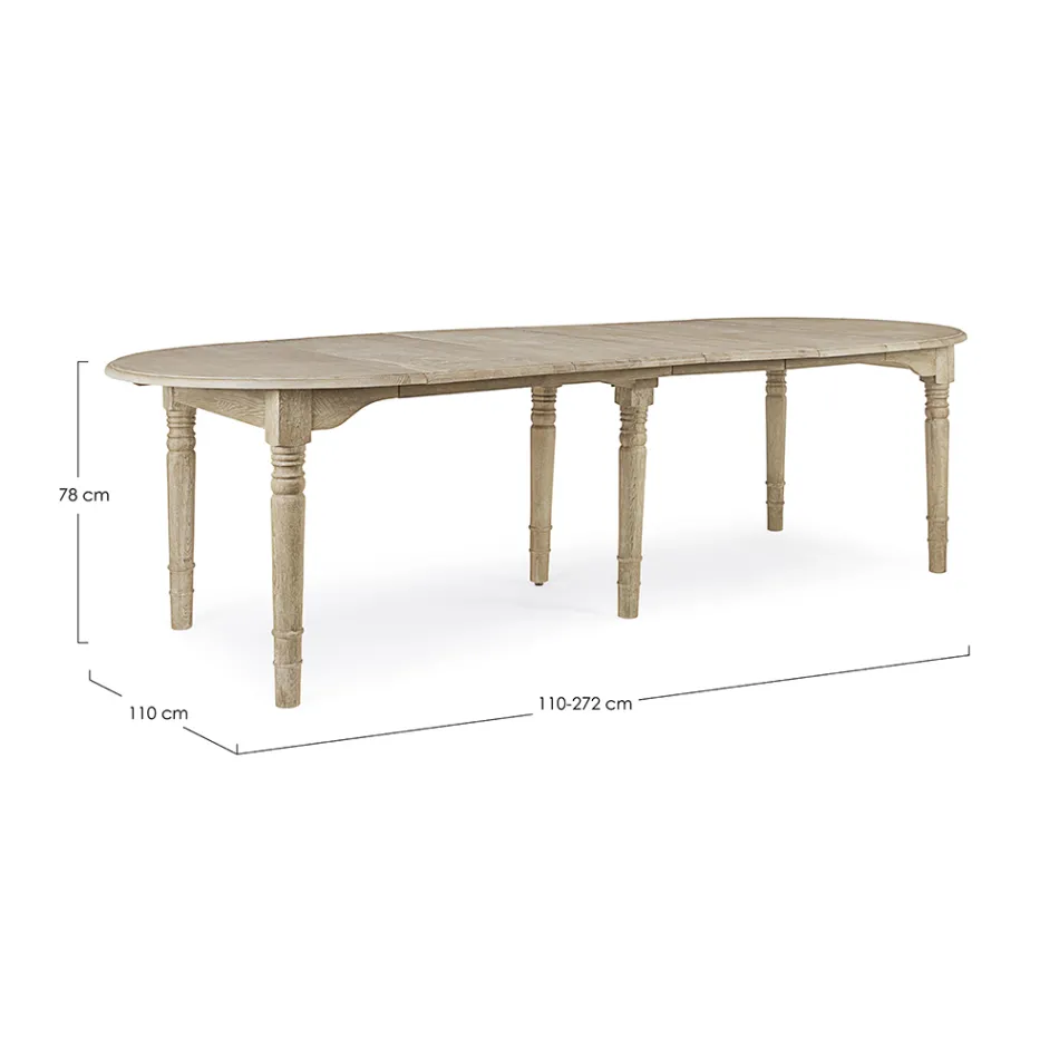 Mesa de comedor redonda extensible a 272 cm en madera Homemotion - Guglio viadurini