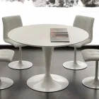 Mesa de comedor redonda topeka blanca, diseño moderno. viadurini