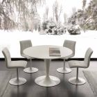 Mesa de comedor redonda topeka blanca, diseño moderno. viadurini