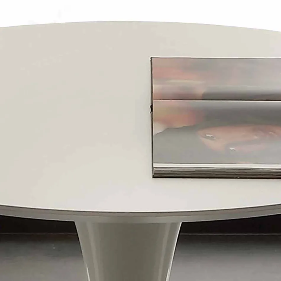 Mesa de comedor redonda topeka blanca, diseño moderno. viadurini