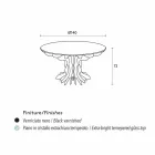 Cassia mesa redonda de comedor, piano de madera de color negro y tapa de cristal viadurini