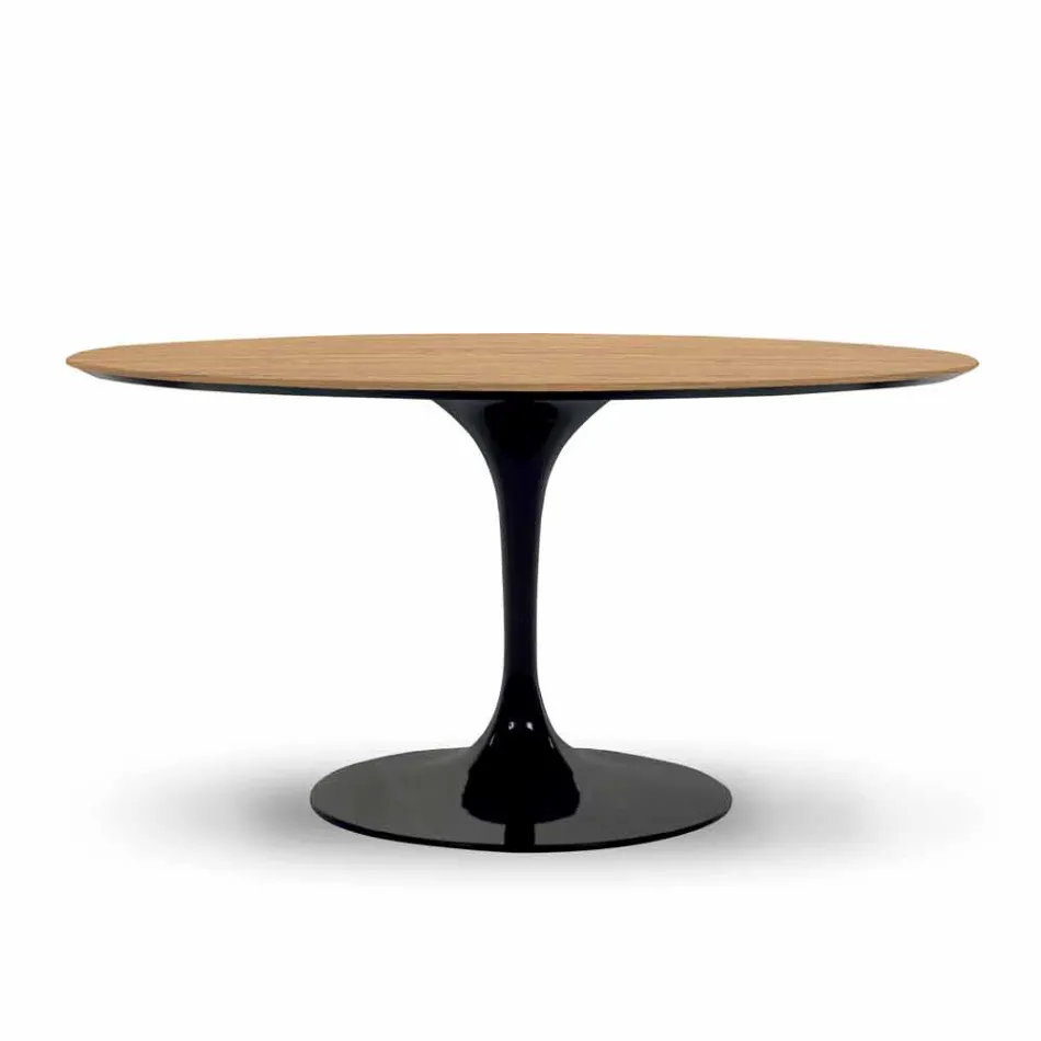 Mesa de comedor redonda con tablero enchapado precioso Made in Italy - Dollars viadurini