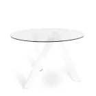 Mesa de comedor redonda Adamo con tablero de cristal, diseño moderno. viadurini