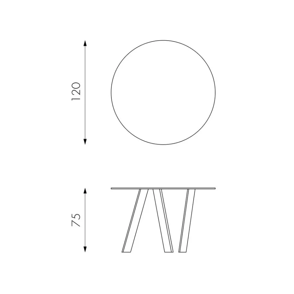 Mesa de comedor redonda Adamo con tablero de cristal, diseño moderno. viadurini