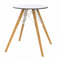Mesa de comedor redonda de madera y tablero de Hpl, 4 piezas - Faz Wood by Vondom