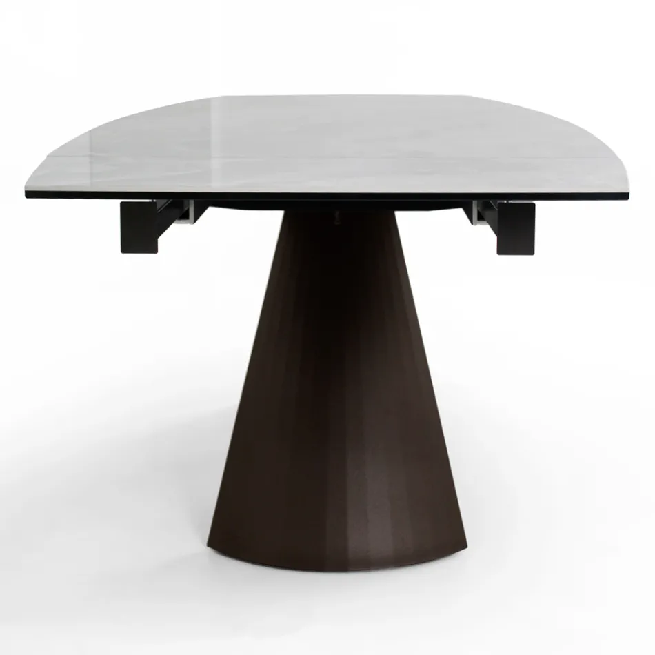 Mesa de Salón Extensible con Tapa en Forma de Barril de Cerámica Made in Italy - Vidrios viadurini