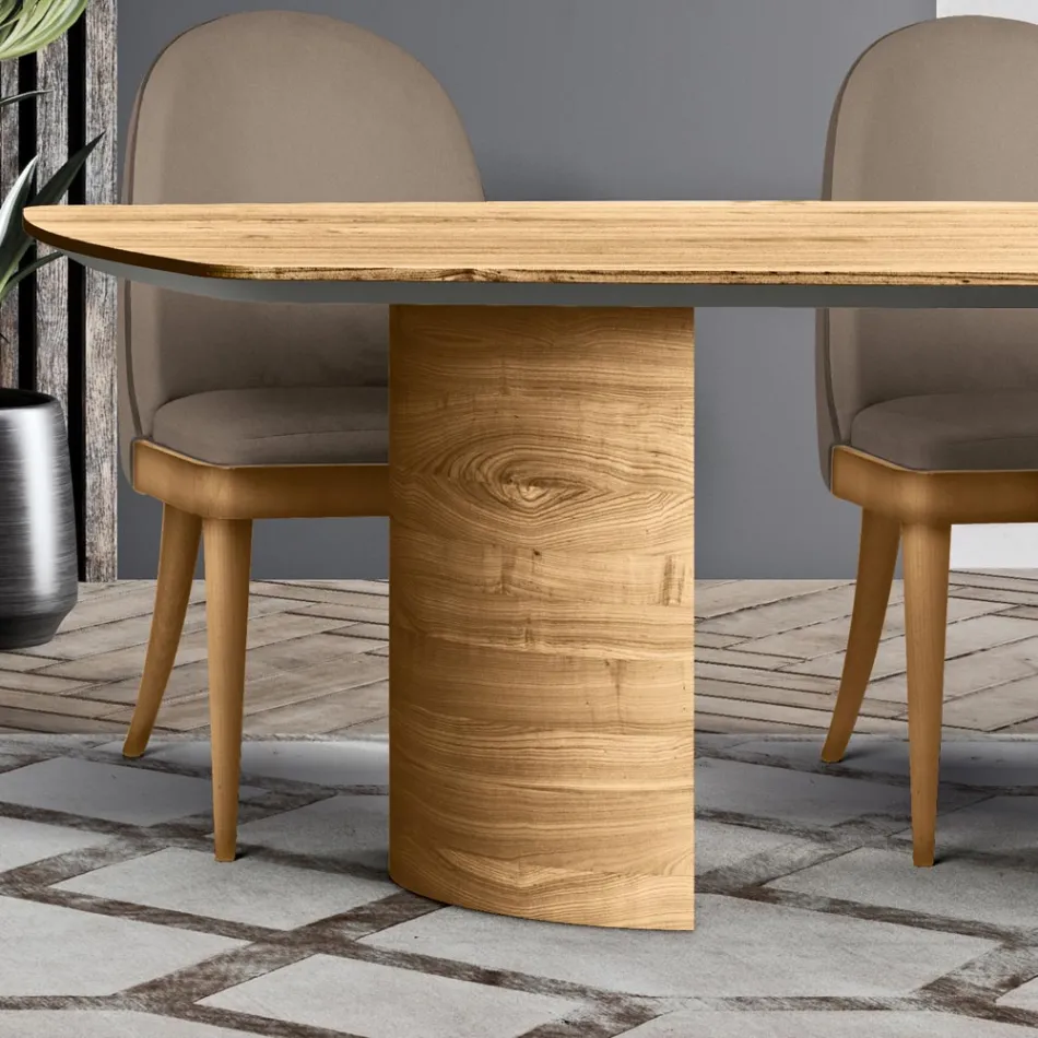 Mesa de salón con tapa y base de madera Made in Italy - Subasta viadurini