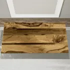 Mesa de salón con tapa de roble y resina epoxi coloreada - Miklas viadurini