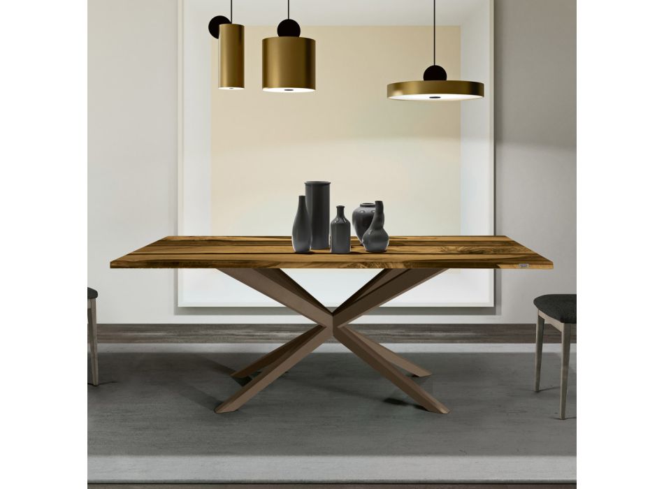 Mesa de salón con tapa de roble y resina epoxi coloreada - Miklas viadurini
