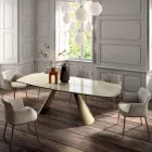 Mesa de Salón Fija con Tapa en Forma de Barril de Cerámica Made in Italy - Vidrios viadurini