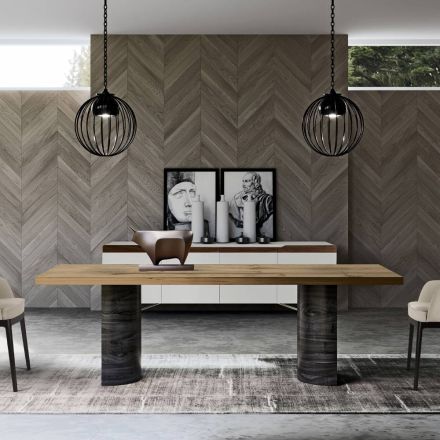 Mesa de salón moderna en madera maciza Made in Italy - Catrin viadurini