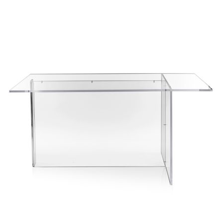 Mesa Selenia de plexiglás transparente con diseño minimalista, fabricada en Italia. viadurini
