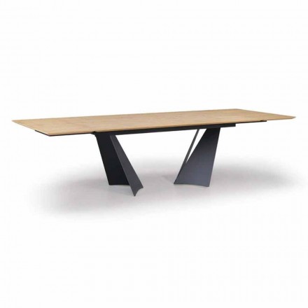Mesa de diseño extensible hasta 294 cm en madera y metal Made in Italy - Nuzzo viadurini