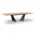 Mesa de diseño extensible hasta 294 cm en madera y metal Made in Italy - Nuzzo