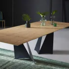 Mesa de diseño extensible hasta 294 cm en madera y metal Made in Italy - Nuzzo viadurini