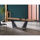 Mesa de diseño extensible hasta 294 cm en madera y metal Made in Italy - Nuzzo viadurini