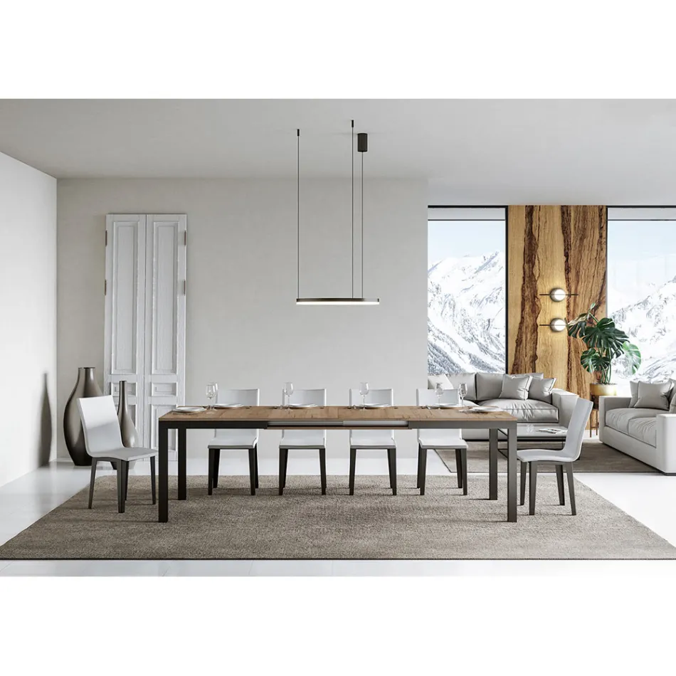 Mesa de diseño con tapa de madera extensible hasta 440 cm Made in Italy - Foxy viadurini