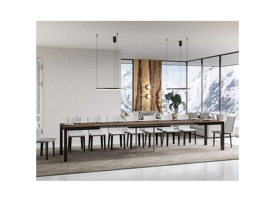 Mesa de diseño con tapa de madera extensible hasta 440 cm Made in Italy - Foxy viadurini