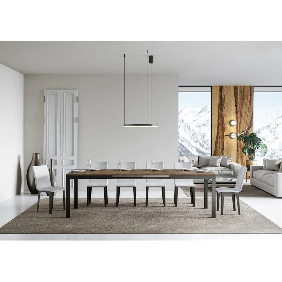 Mesa de diseño con tapa de madera extensible hasta 440 cm Made in Italy - Foxy viadurini