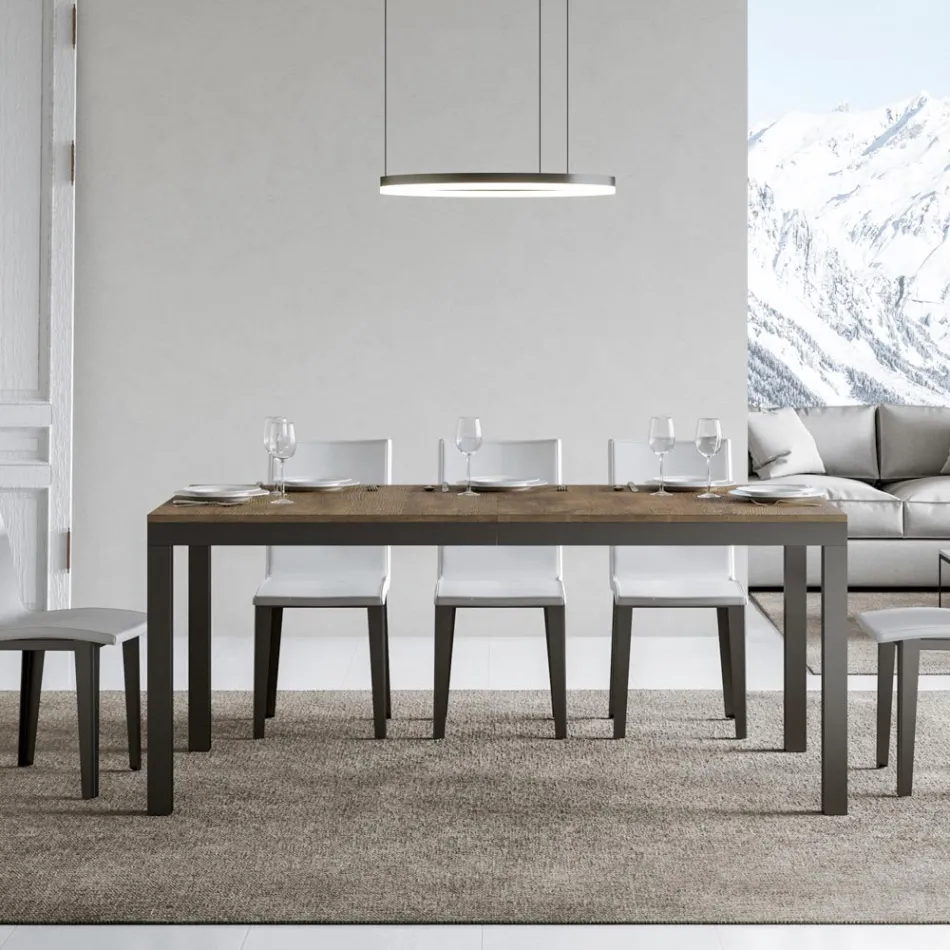 Mesa de diseño con tapa de madera extensible hasta 440 cm Made in Italy - Foxy viadurini