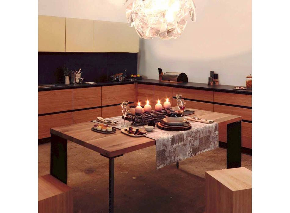 Mesa de diseño moderno en madera de nogal natural, L180xP90cm, Yvonne viadurini